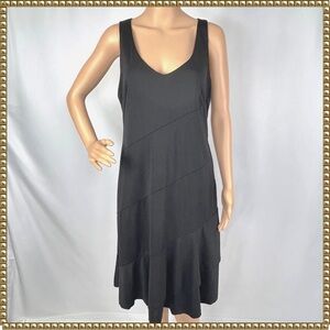 Parallel Black V Neck Sleeveless Midi Dress Medium NWT
